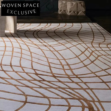 Luxury Handmade Modern Striped Pattern Polyester Area Rug for Living Room Decor