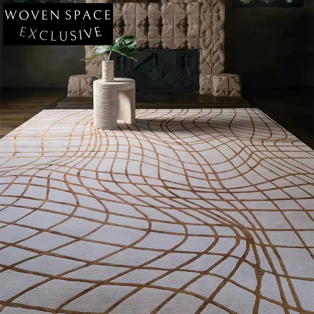 Luxury Handmade Modern Striped Pattern Polyester Area Rug for Living Room Decor