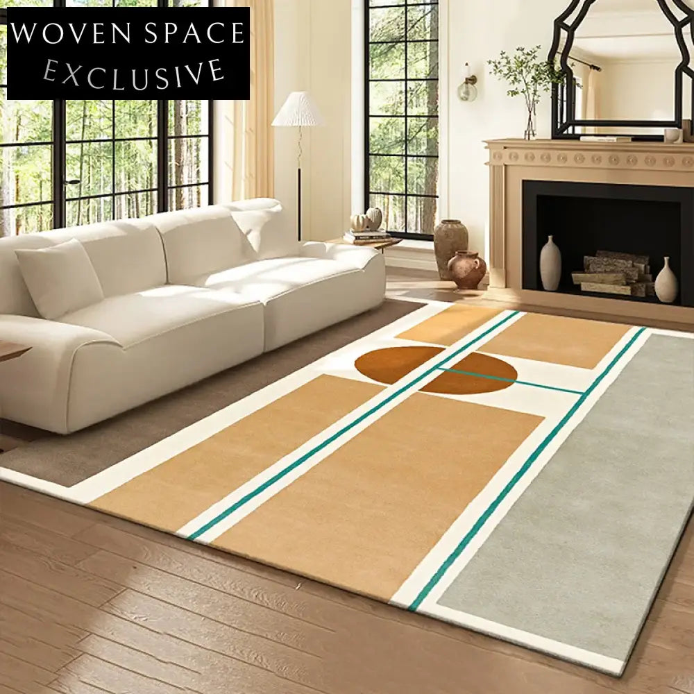 Luxury Handmade Wool Area Rug - Modern Geometric Pattern for Living Room