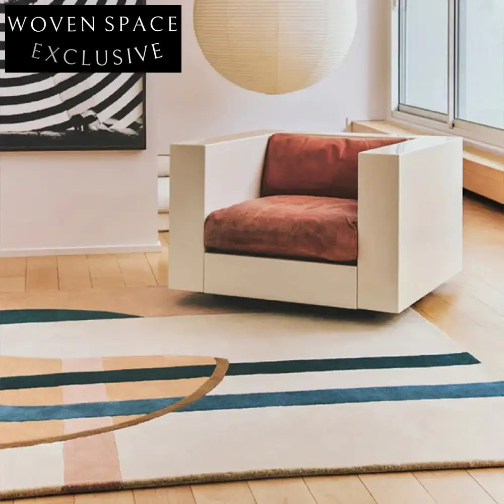 Luxury Handmade Wool Area Rug - Modern Geometric Pattern for Living Room