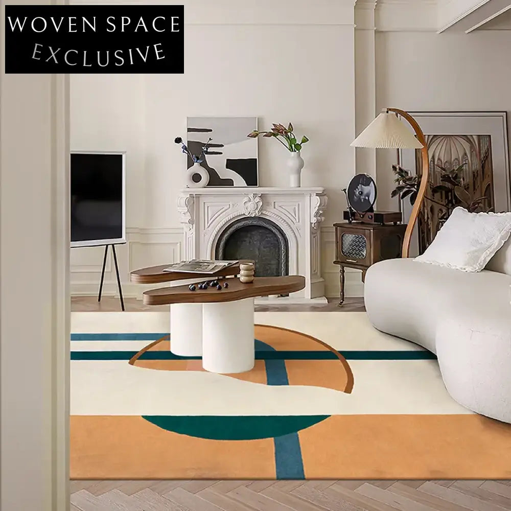 Luxury Handmade Wool Area Rug - Modern Geometric Pattern for Living Room