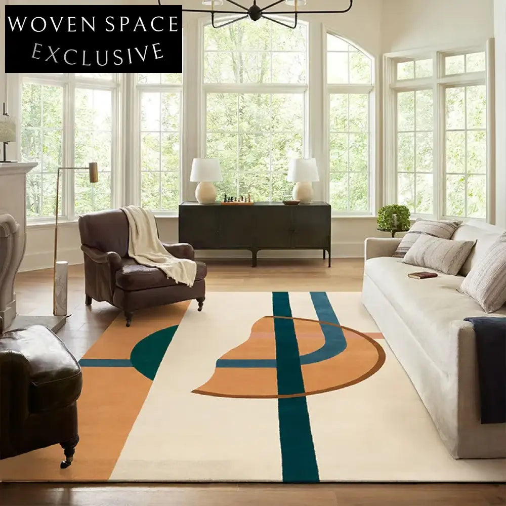 Luxury Handmade Wool Area Rug - Modern Geometric Pattern for Living Room