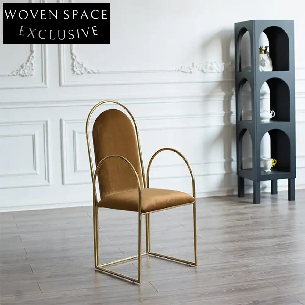 Luxury High-Back Velvet Dining Chair with Sleek Metal Frame