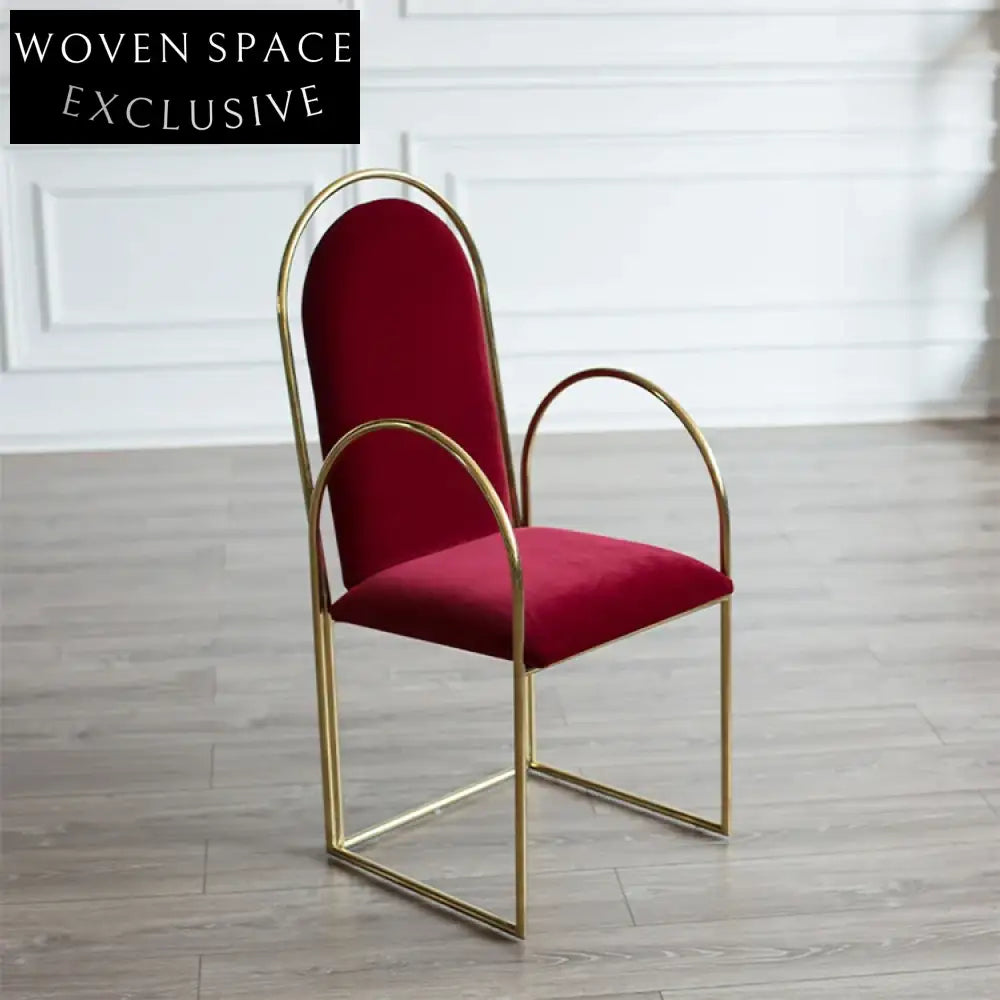 Luxury High-Back Velvet Dining Chair with Sleek Metal Frame