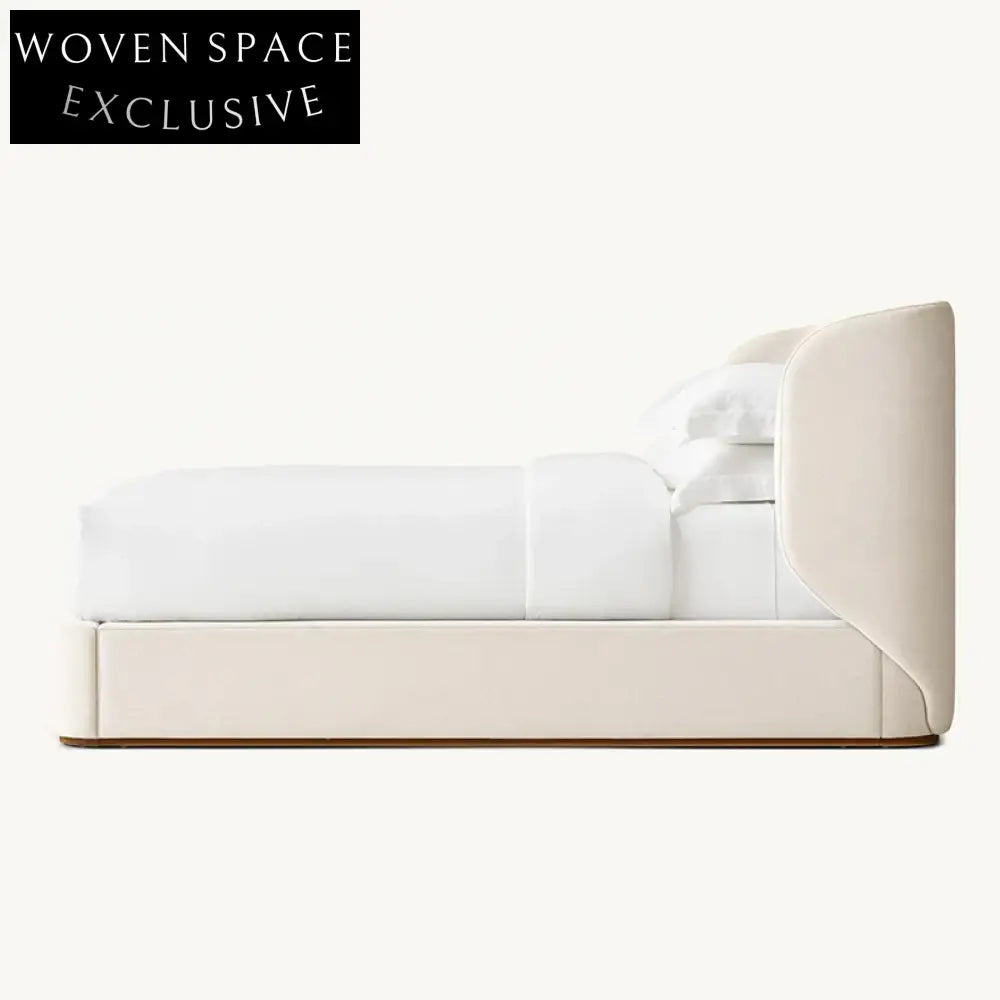 Luxury Hotel King Size Bed Frame, Tufted Velvet Fabric Soft Headboard