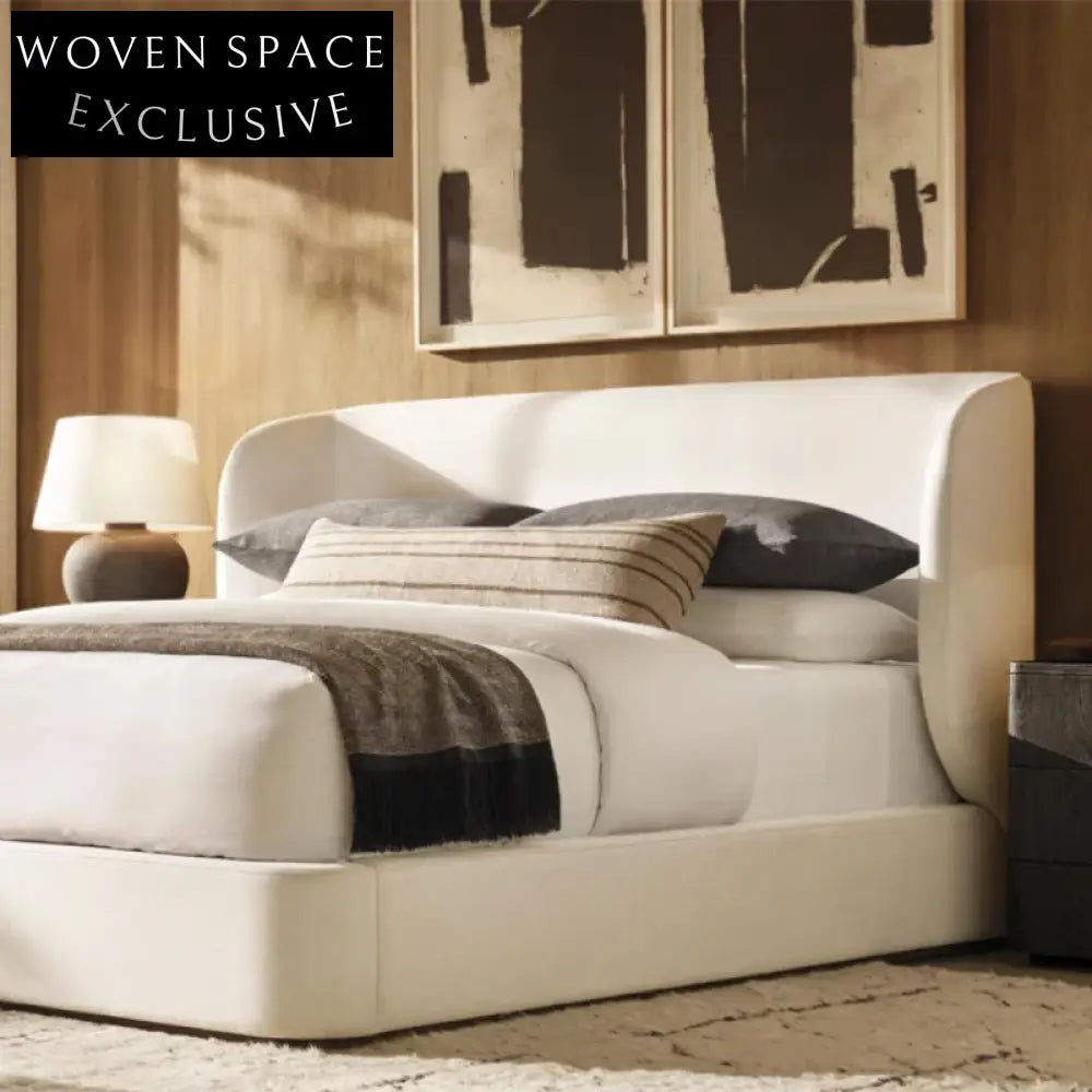 Luxury Hotel King Size Bed Frame, Tufted Velvet Fabric Soft Headboard