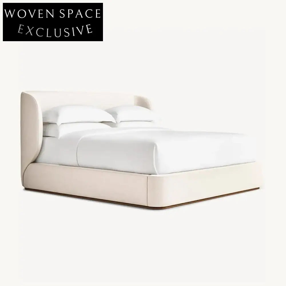 Luxury Hotel King Size Bed Frame, Tufted Velvet Fabric Soft Headboard