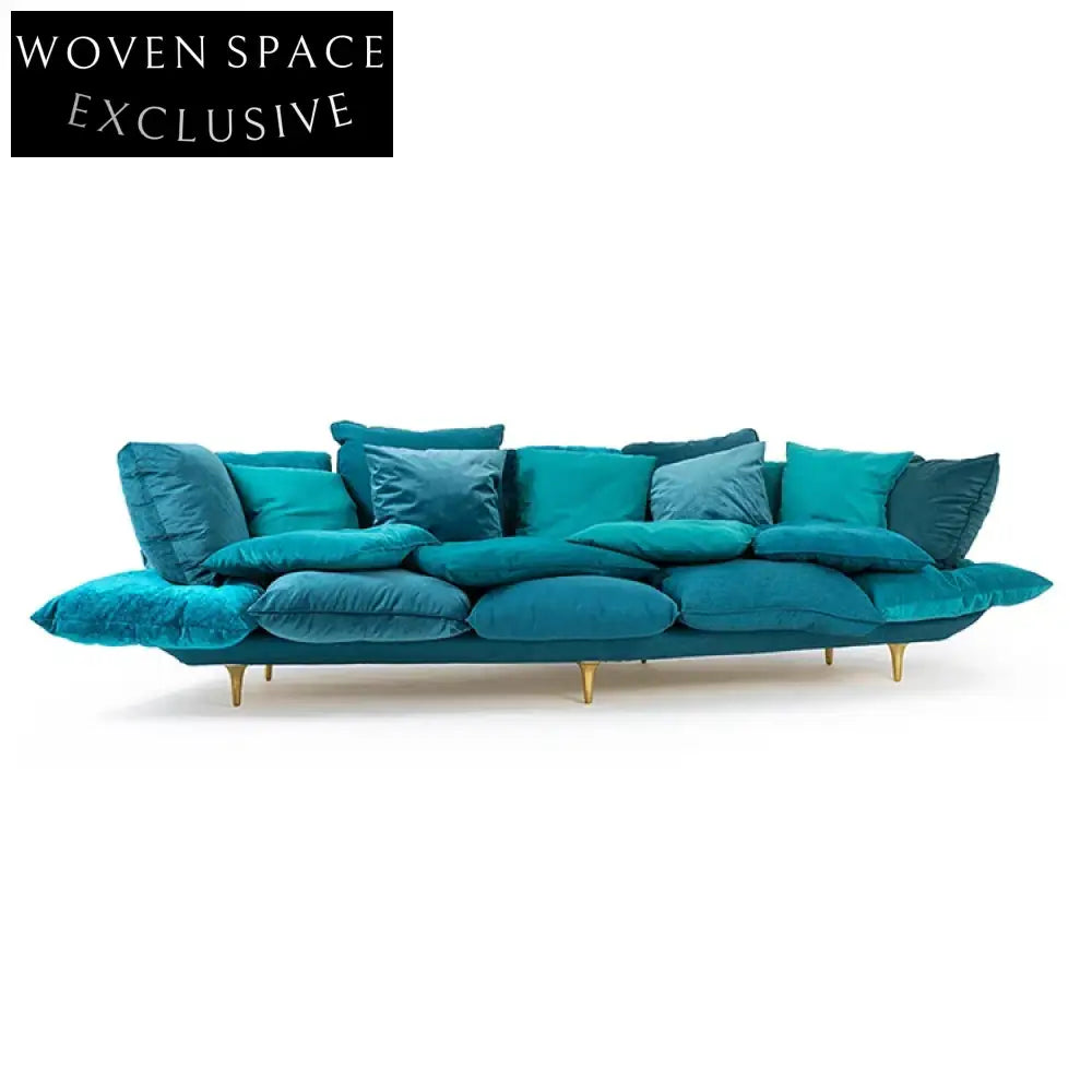 Luxury I-Shaped Fabric Sofa with Metal Legs, Modern Living Room Couch