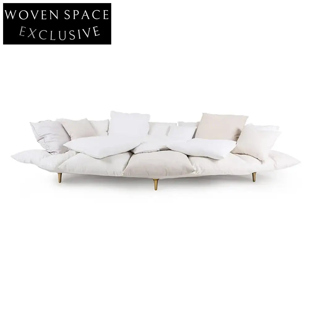 Luxury I-Shaped Fabric Sofa with Metal Legs, Modern Living Room Couch