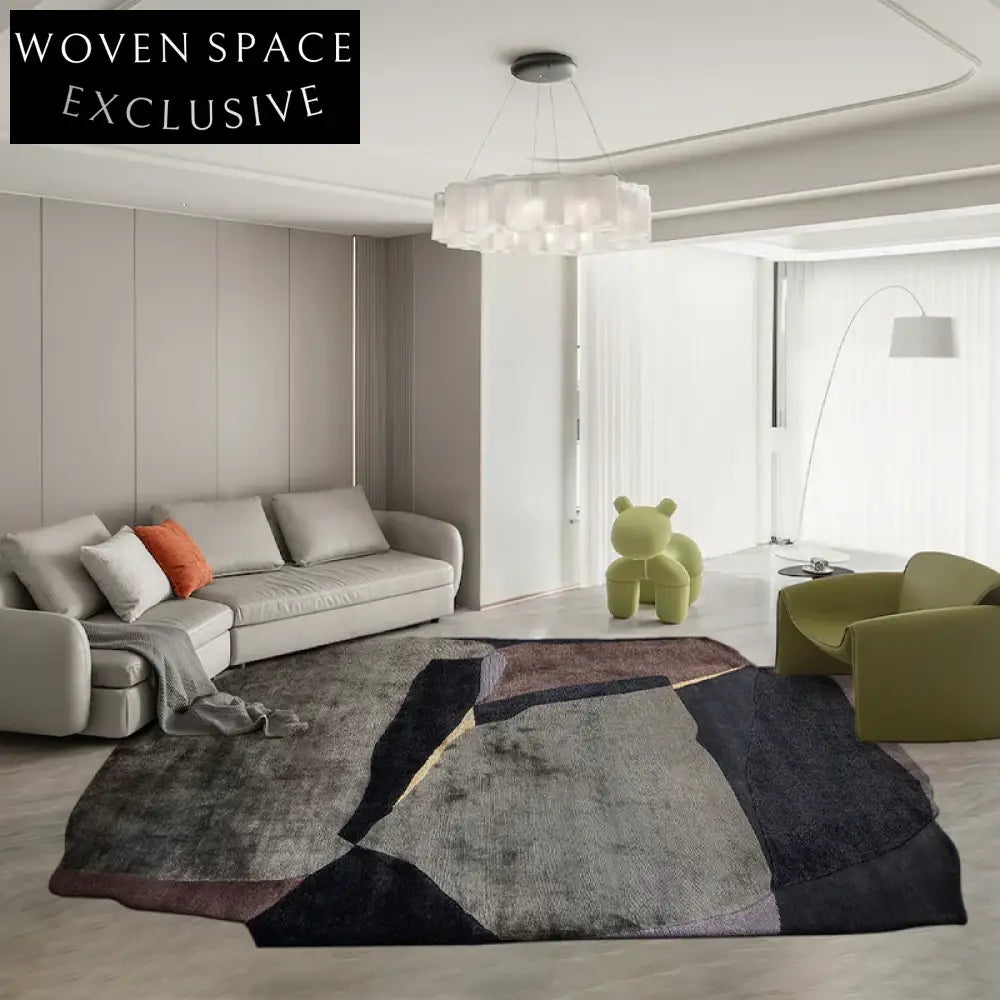 Luxury Irregular Hand-Woven Silk Tencel Area Rug for Modern Living Room Decor