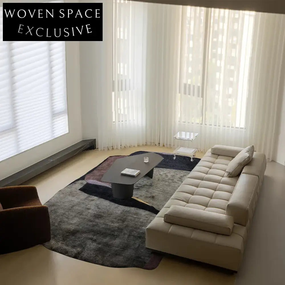 Luxury Irregular Hand-Woven Silk Tencel Area Rug for Modern Living Room Decor