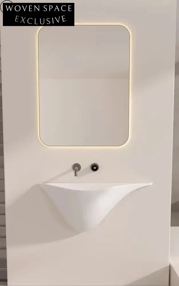 Luxury Irregular Matte Wall-Mounted Ceramic Washbasin - Modern Space-Saving Bathroom Sink