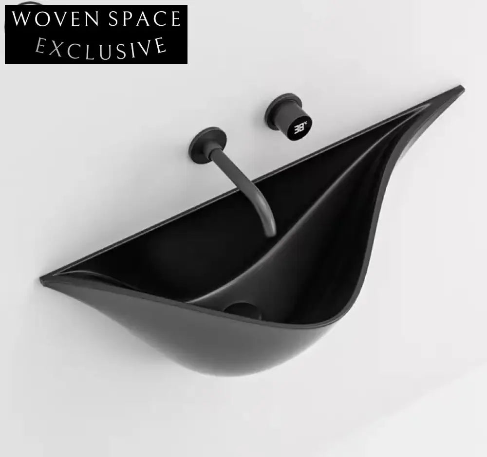 Luxury Irregular Matte Wall-Mounted Ceramic Washbasin - Modern Space-Saving Bathroom Sink