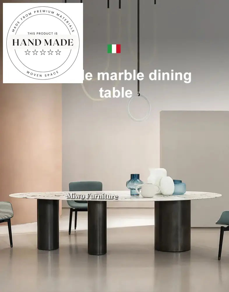 Luxury Italian Design Gold Metal and Marble Contemporary Dining Table