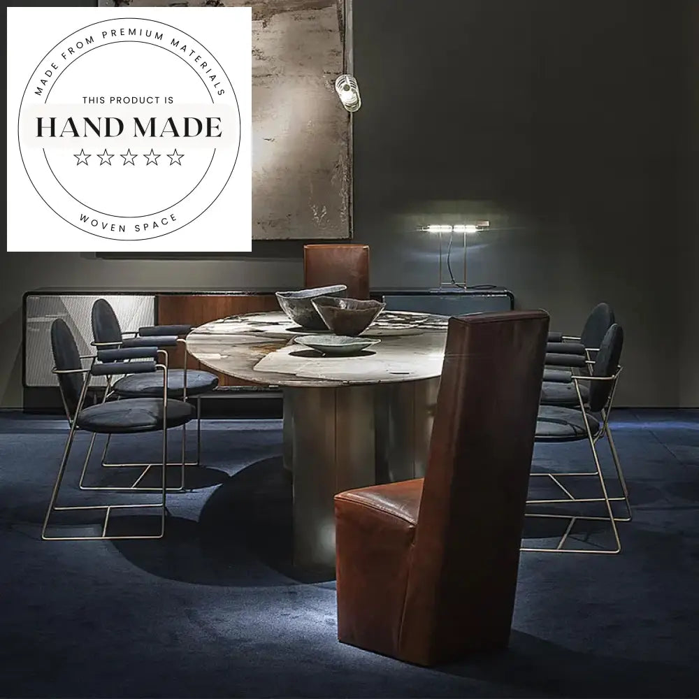 Luxury Italian Design Gold Metal and Marble Contemporary Dining Table