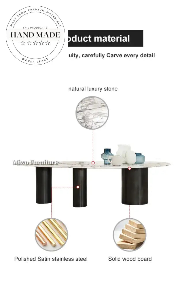 Luxury Italian Design Gold Metal and Marble Contemporary Dining Table