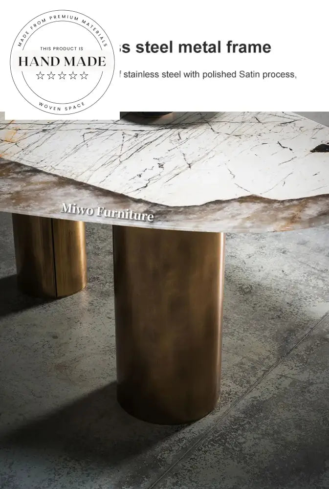 Luxury Italian Design Gold Metal and Marble Contemporary Dining Table