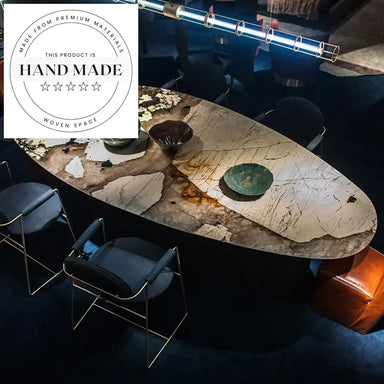 Luxury Italian Design Gold Metal and Marble Contemporary Dining Table