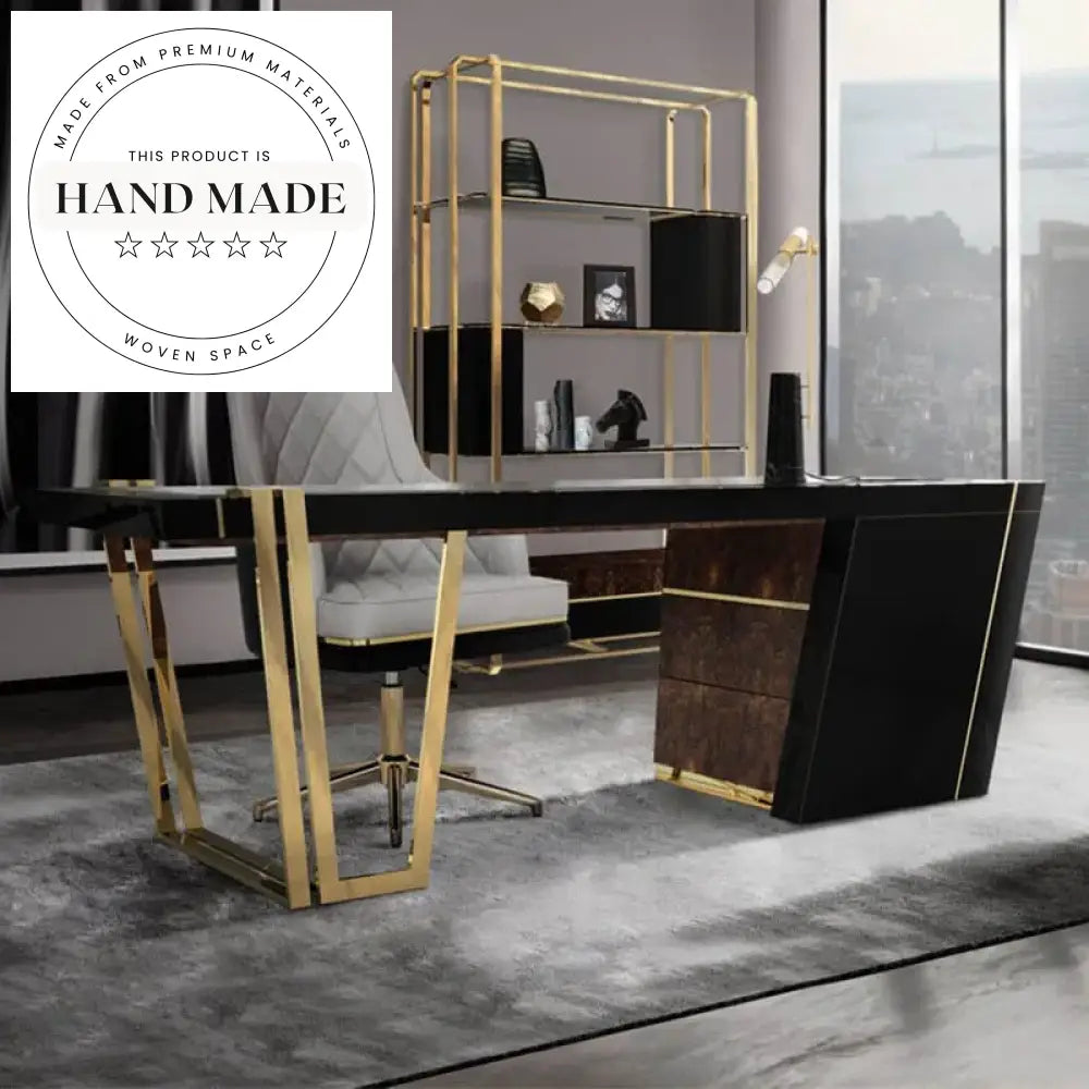 Luxury Italian Design Marble and Leather Executive Home Office Desk