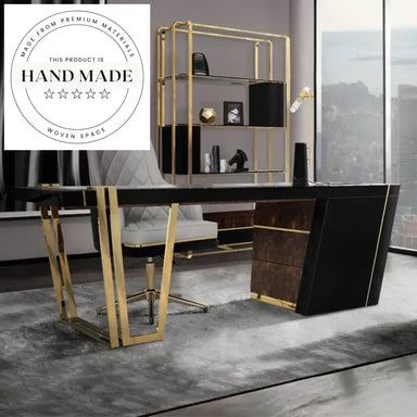 Luxury Italian Design Marble and Leather Executive Home Office Desk