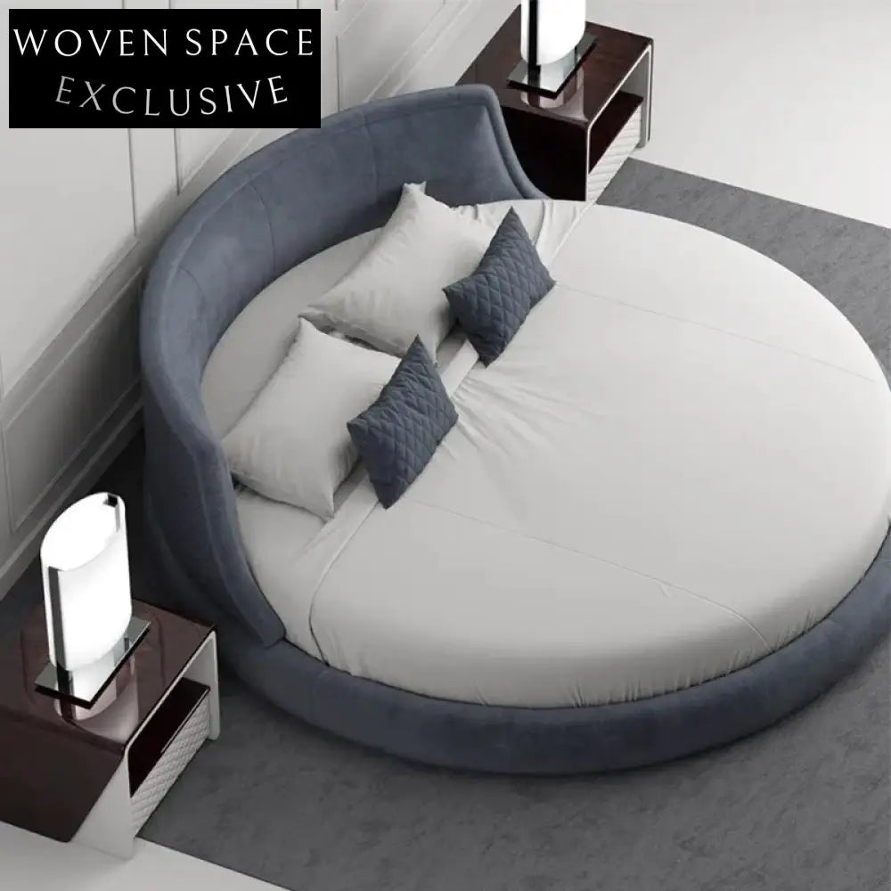 Luxury Italian Design Round King Size Soft Fabric Master Bedroom Bed