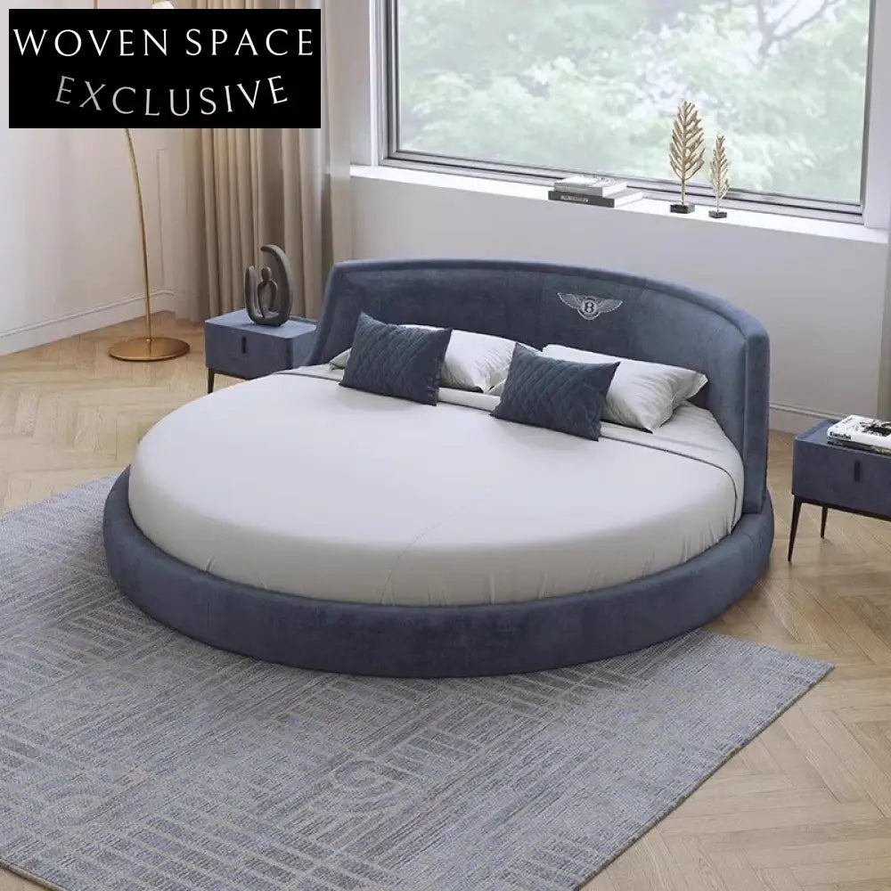Luxury Italian Design Round King Size Soft Fabric Master Bedroom Bed