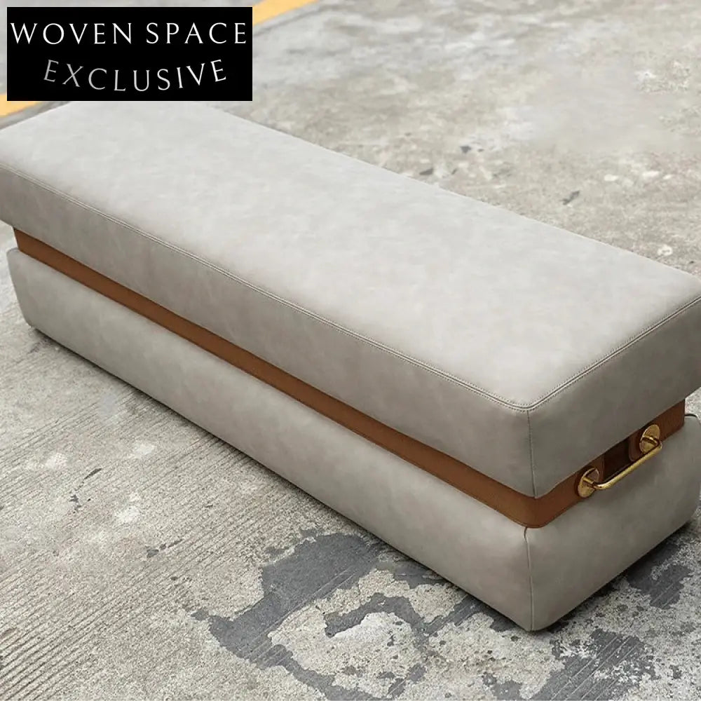 Luxury Italian Fabric Ottoman Stool Modern Lounge Chair Bed End Bench