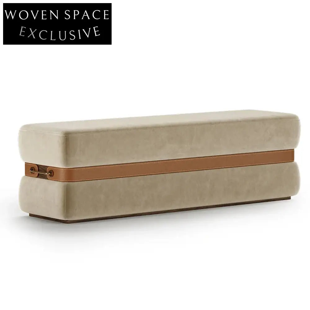 Luxury Italian Fabric Ottoman Stool Modern Lounge Chair Bed End Bench