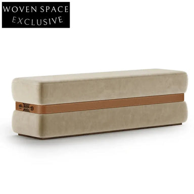 Luxury Italian Fabric Ottoman Stool Modern Lounge Chair Bed End Bench