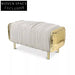 Luxury Italian Genuine Leather Tufted Long Ottoman Bench with Golden Metal Legs