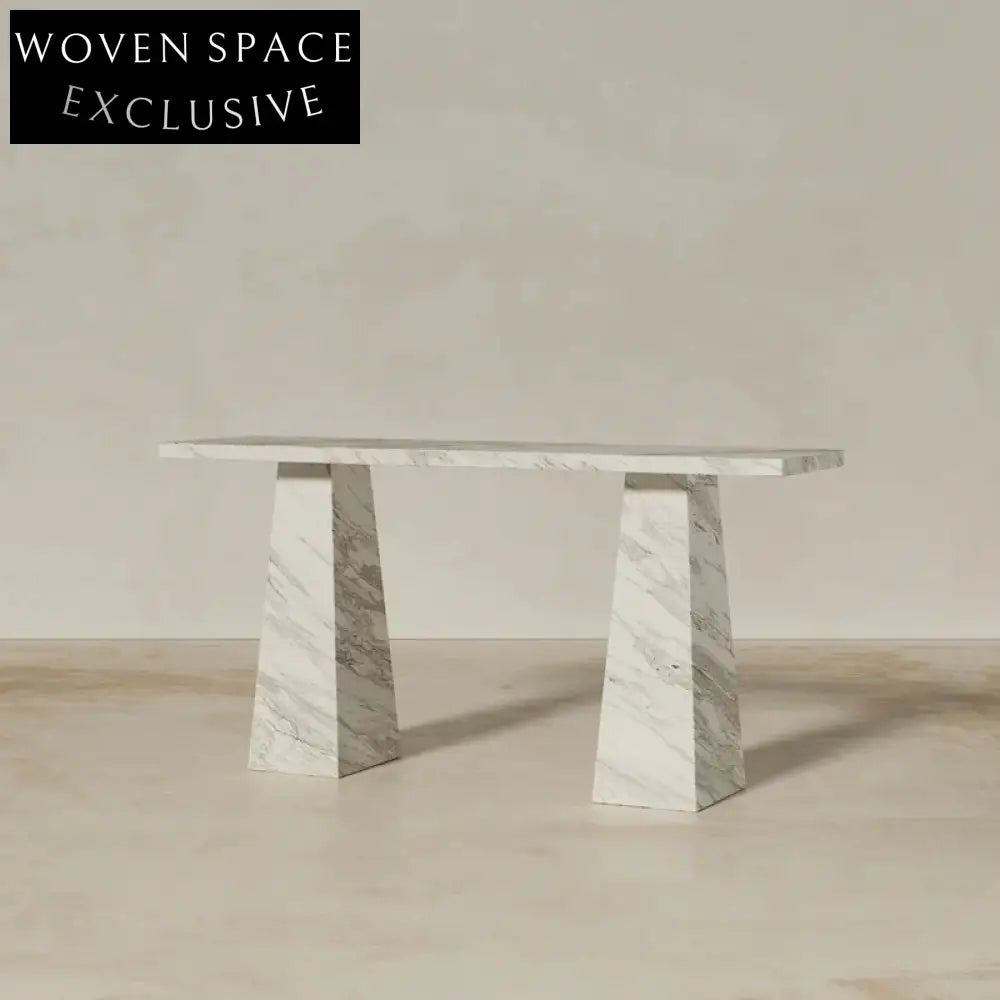 Luxury Italian Jazz White Marble Console Table for Modern Home Decor