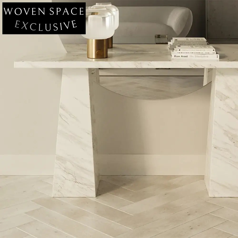 Luxury Italian Jazz White Marble Console Table for Modern Home Decor