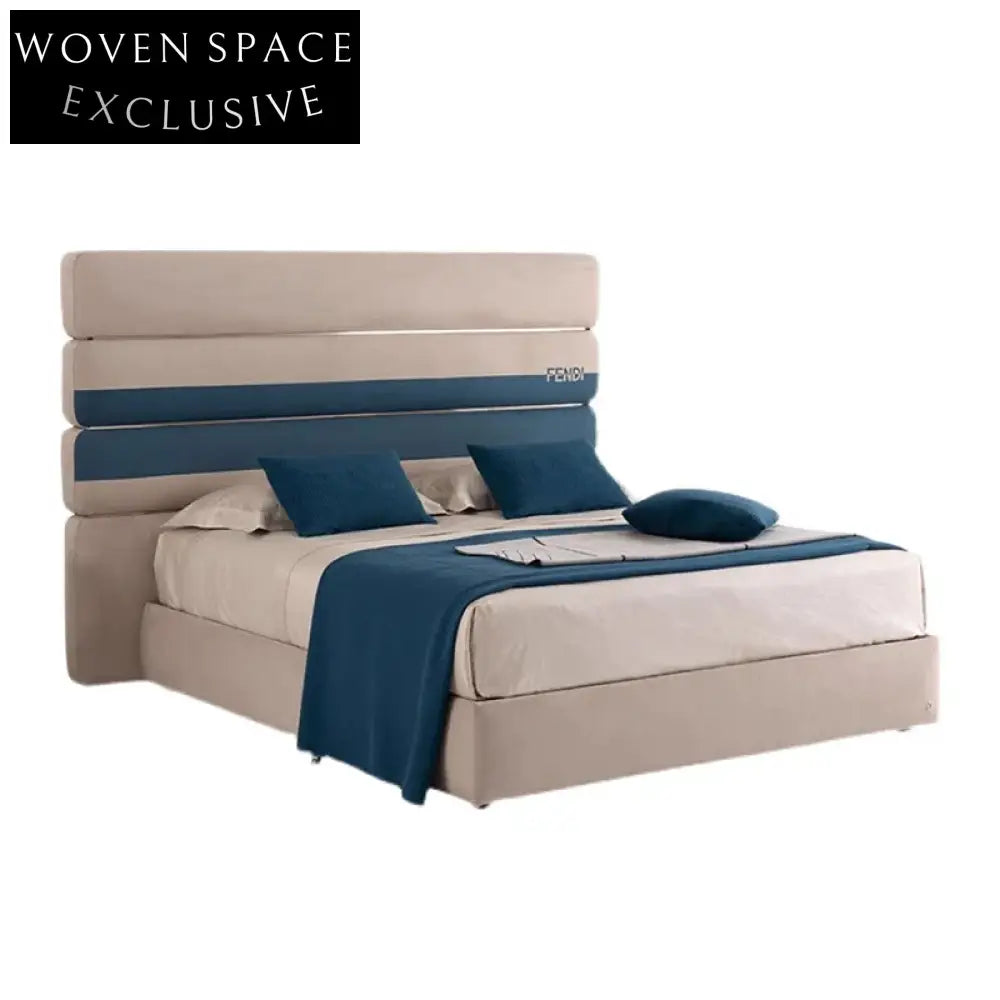 Luxury Italian King Size Soft Bed Frame High Headboard Elegant Design