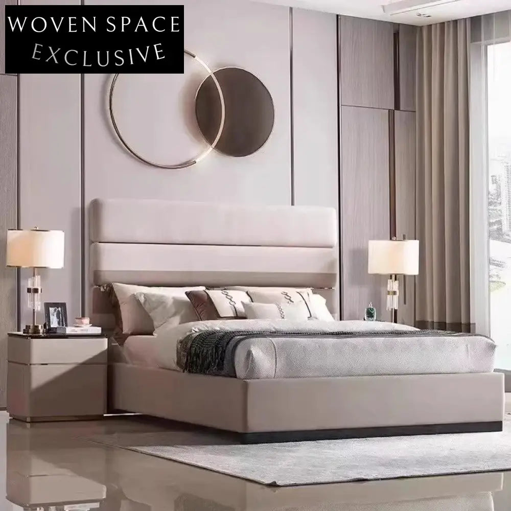 Luxury Italian King Size Soft Bed Frame High Headboard Elegant Design