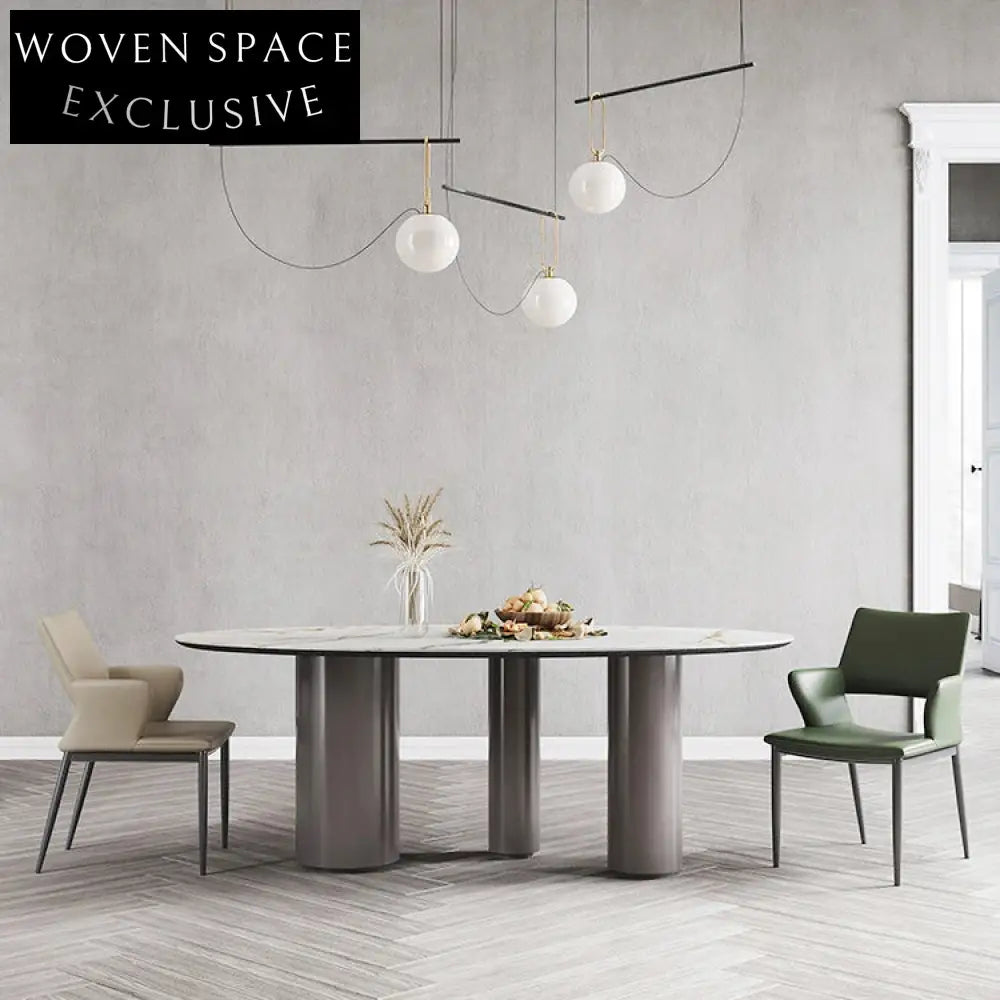 Luxury Italian Minimalist Rock Board Stainless Steel Dining Table for Home