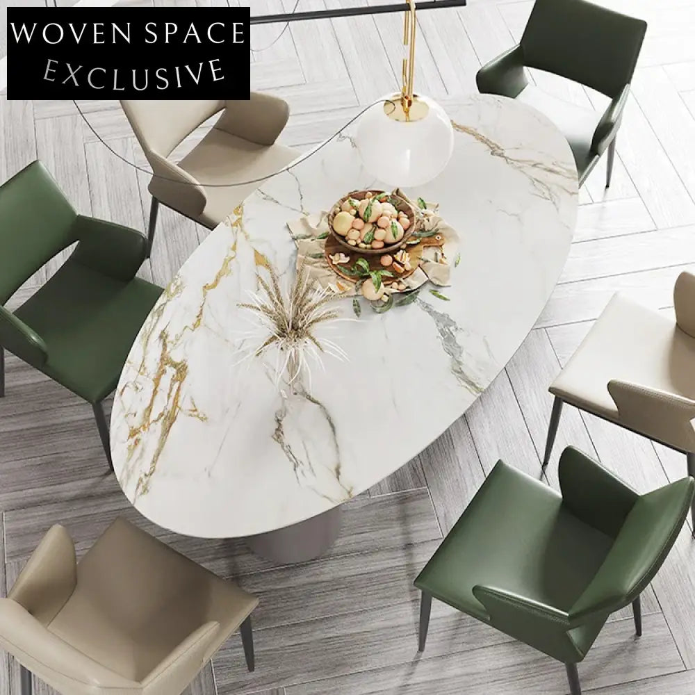 Luxury Italian Minimalist Rock Board Stainless Steel Dining Table for Home