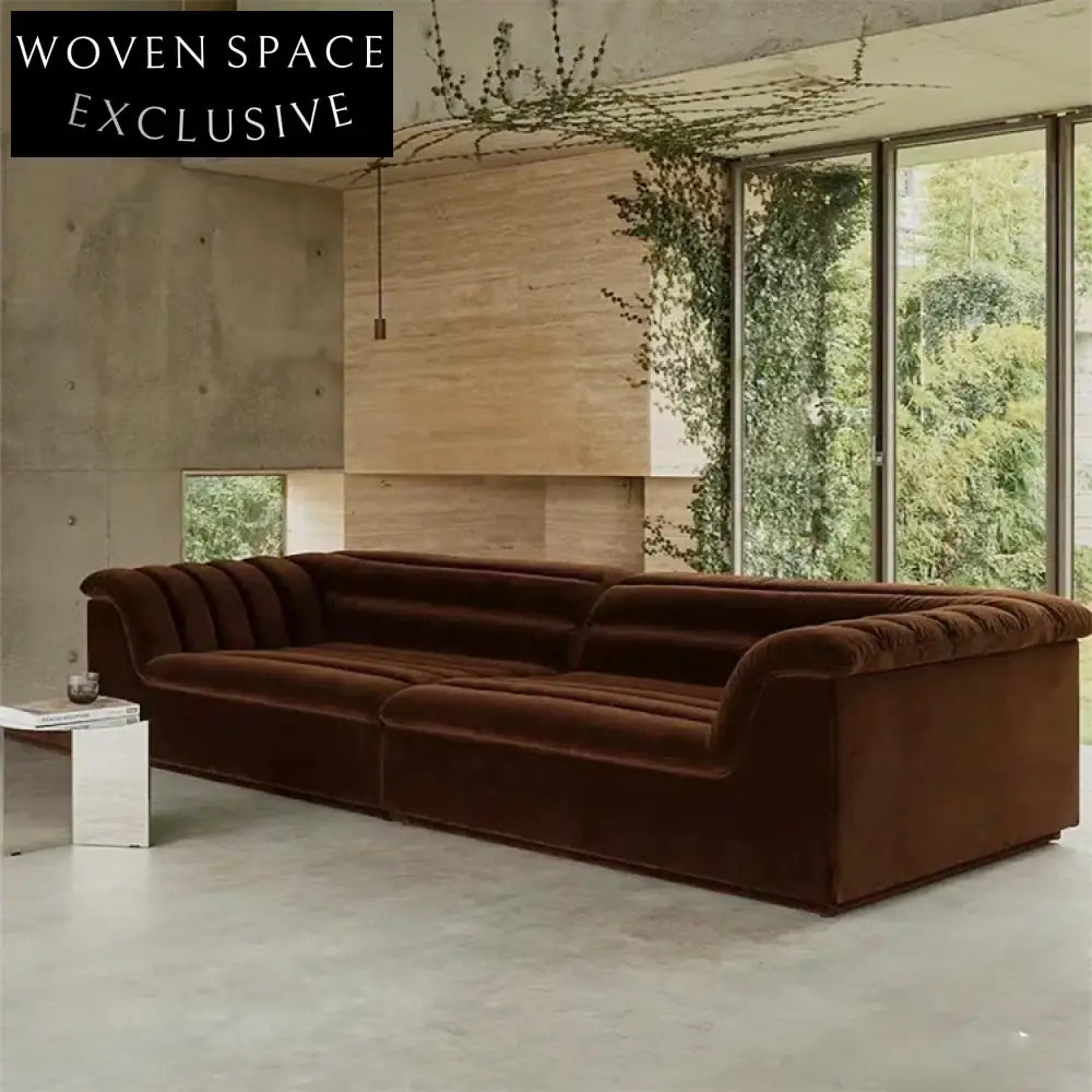 Luxury Italian Modern Curved Red Velvet Modular 7-Seater Sectional Sofa Set
