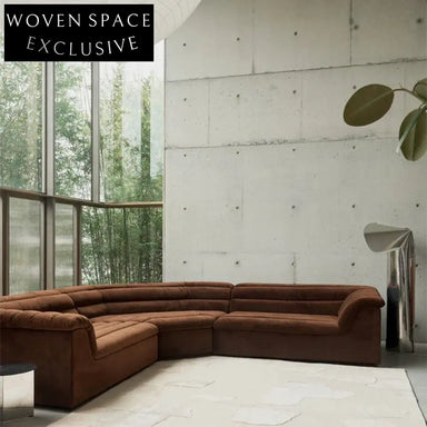 Luxury Italian Modern Curved Red Velvet Modular 7-Seater Sectional Sofa Set