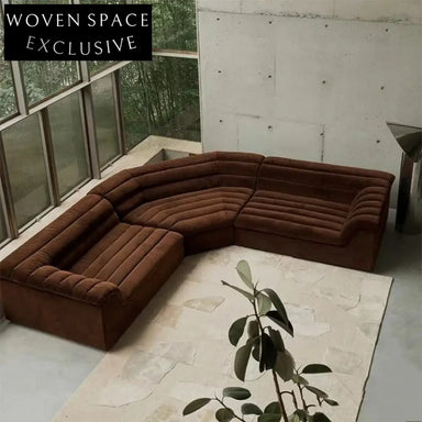 Luxury Italian Modern Curved Red Velvet Modular 7-Seater Sectional Sofa Set