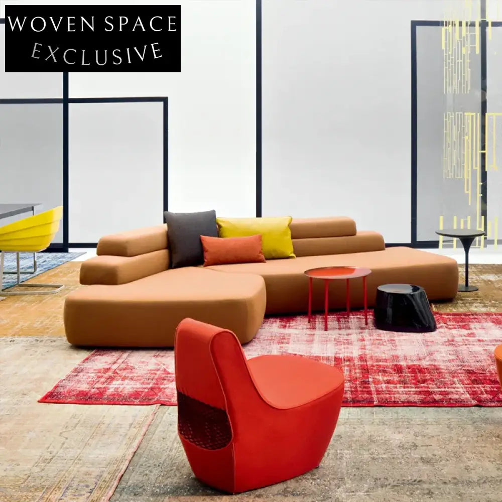 Luxury Italian Modern Leather L-Shape Modular Corner Sectional Sofa Set