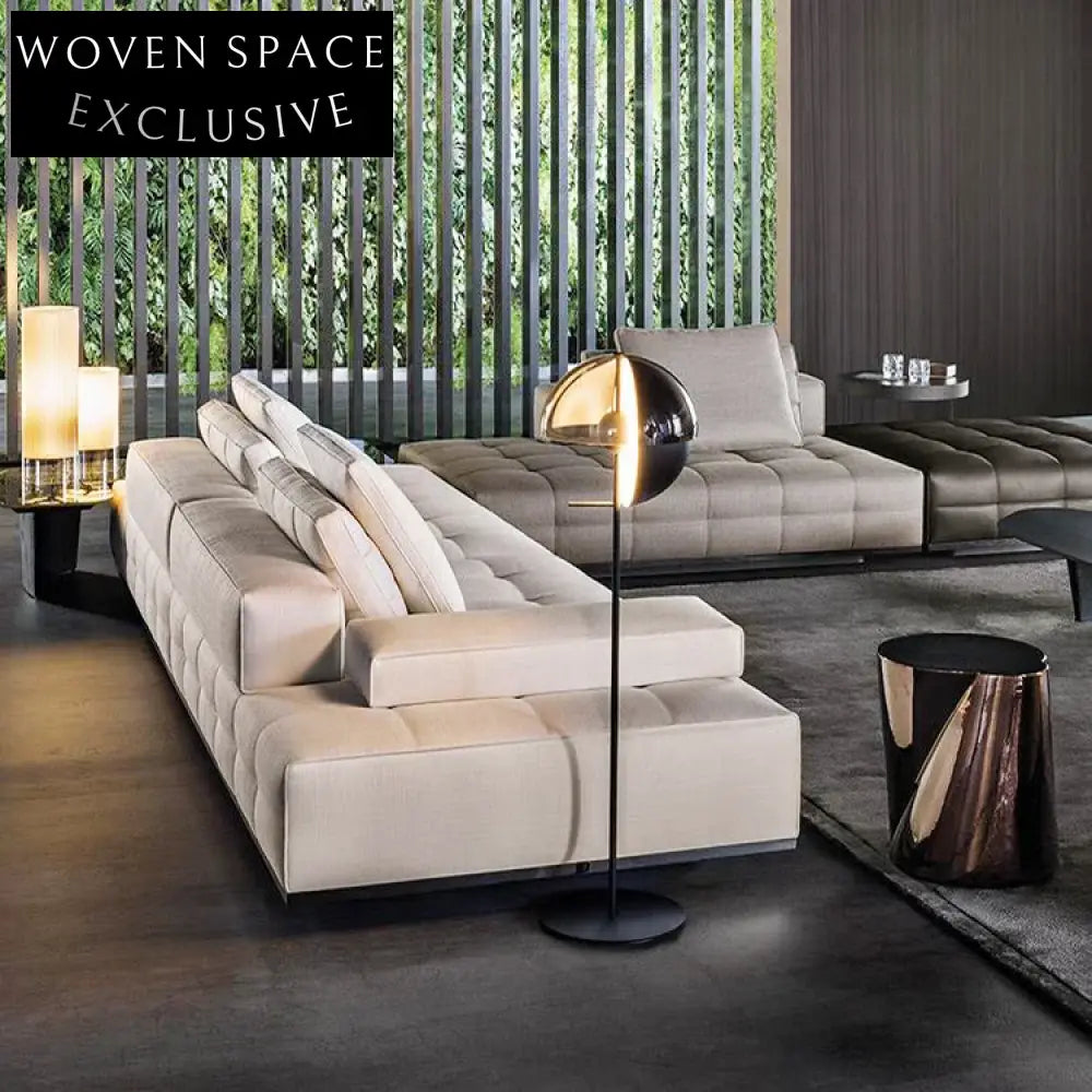 Luxury Italian Modern Leather Velvet Sectional Sofa Set with Lounge Couch