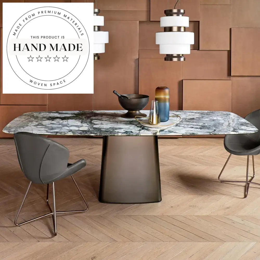 Luxury Italian Modern Natural Marble Stainless Steel Dining Table