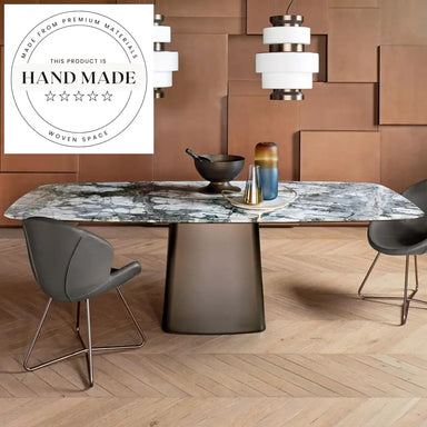 Luxury Italian Modern Natural Marble Stainless Steel Dining Table