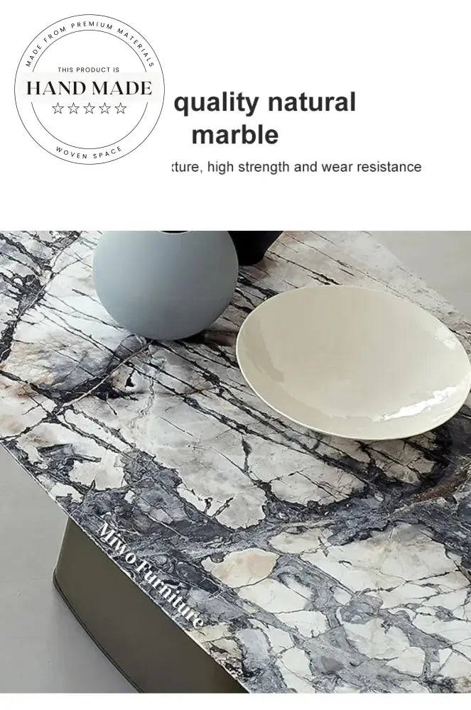 Luxury Italian Modern Natural Marble Stainless Steel Dining Table