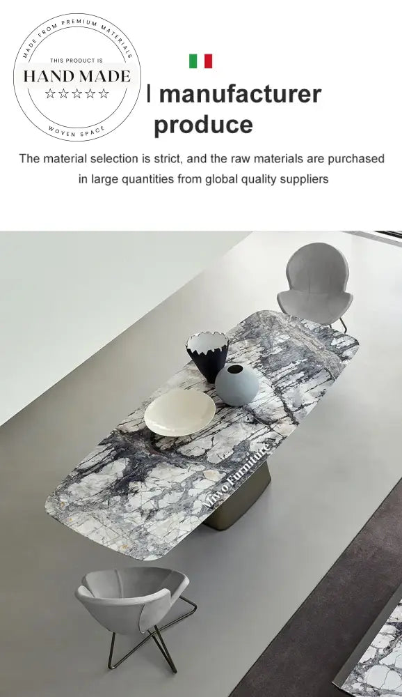Luxury Italian Modern Natural Marble Stainless Steel Dining Table