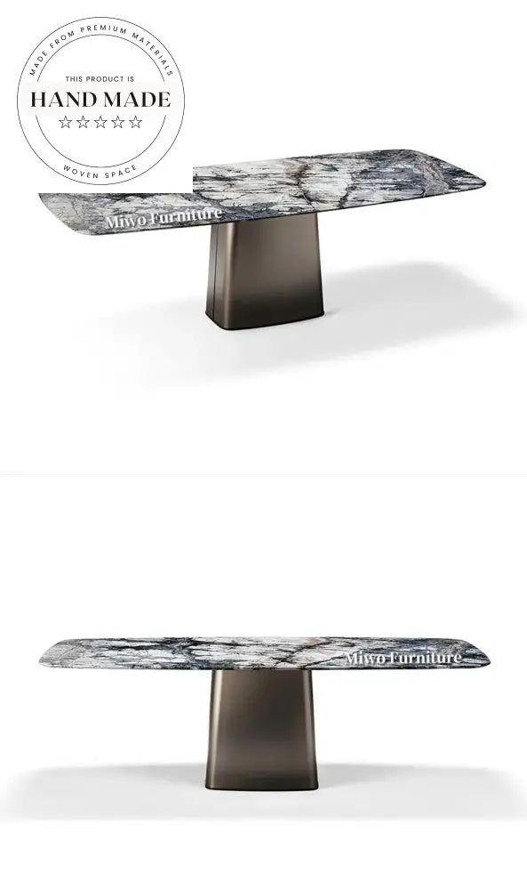 Luxury Italian Modern Natural Marble Stainless Steel Dining Table