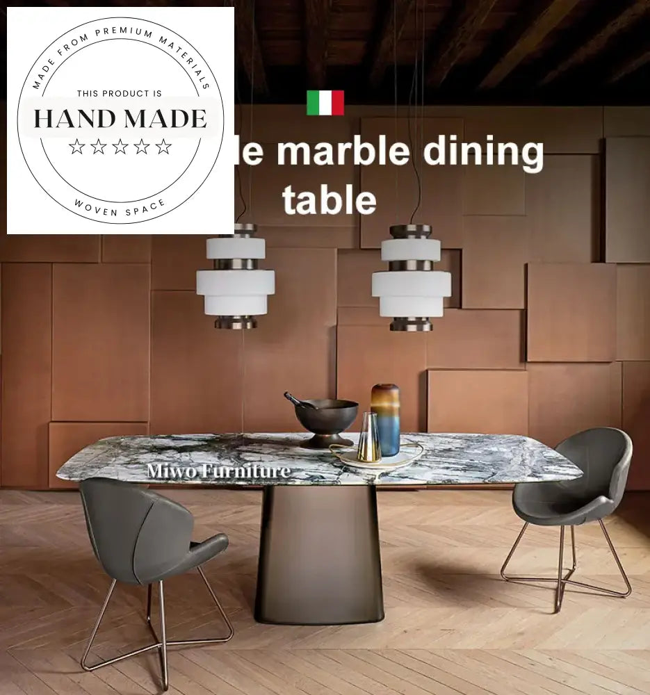 Luxury Italian Modern Natural Marble Stainless Steel Dining Table