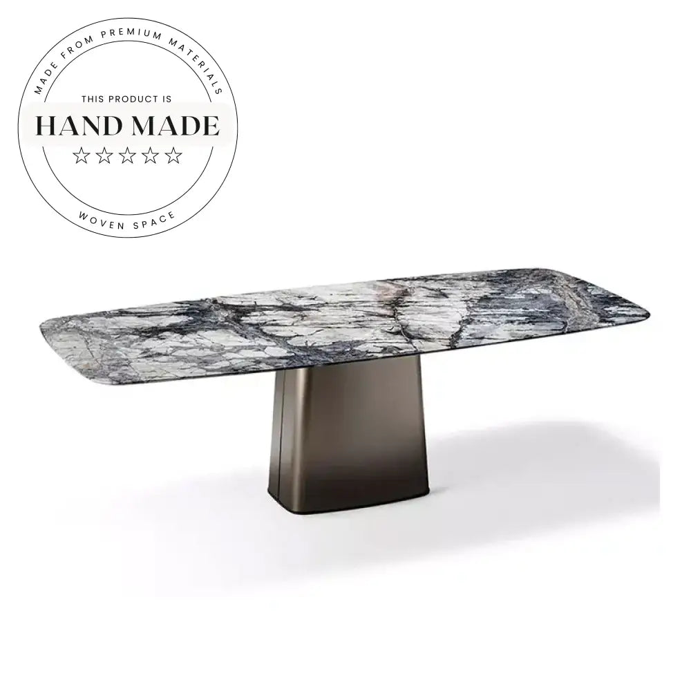 Luxury Italian Modern Natural Marble Stainless Steel Dining Table