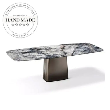 Luxury Italian Modern Natural Marble Stainless Steel Dining Table
