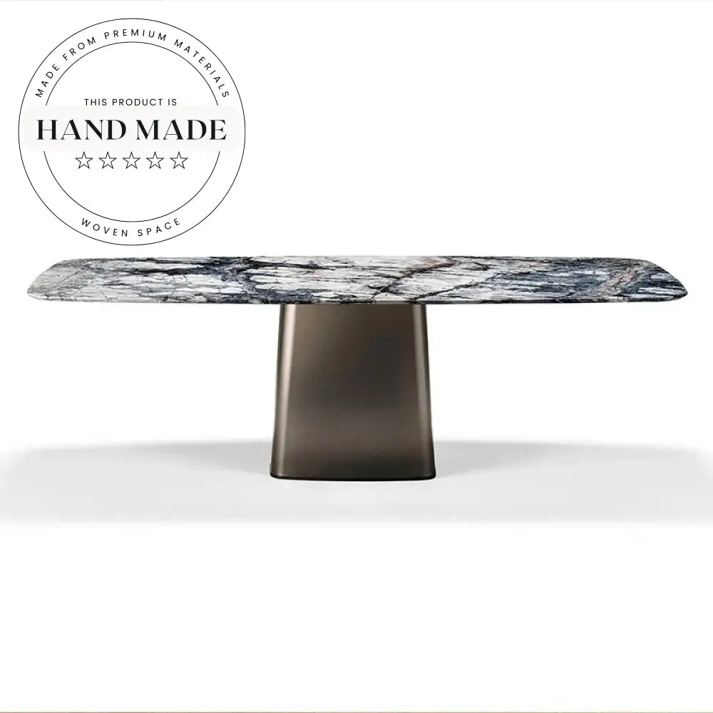 Luxury Italian Modern Natural Marble Stainless Steel Dining Table